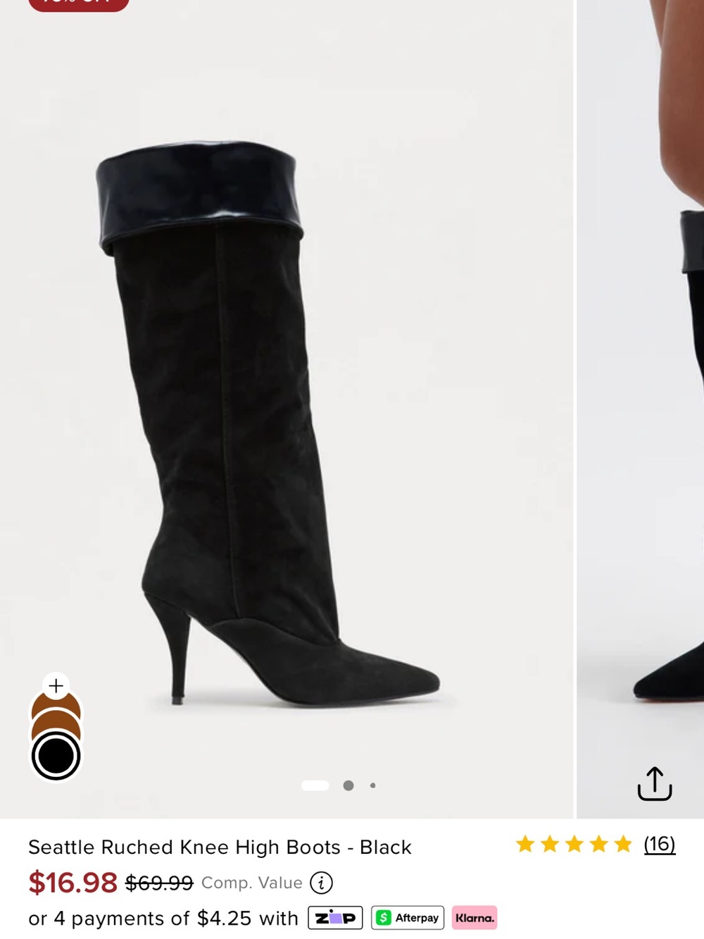 Fashion Nova Seattle Ruched Knee High Boots-Black - Picture 5 of 5